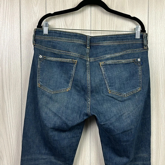 Pilcro Womens Jeans 29 Dark Wash Straight‎ Leg Cotton Pants Hole High Rise - Picture 8 of 9